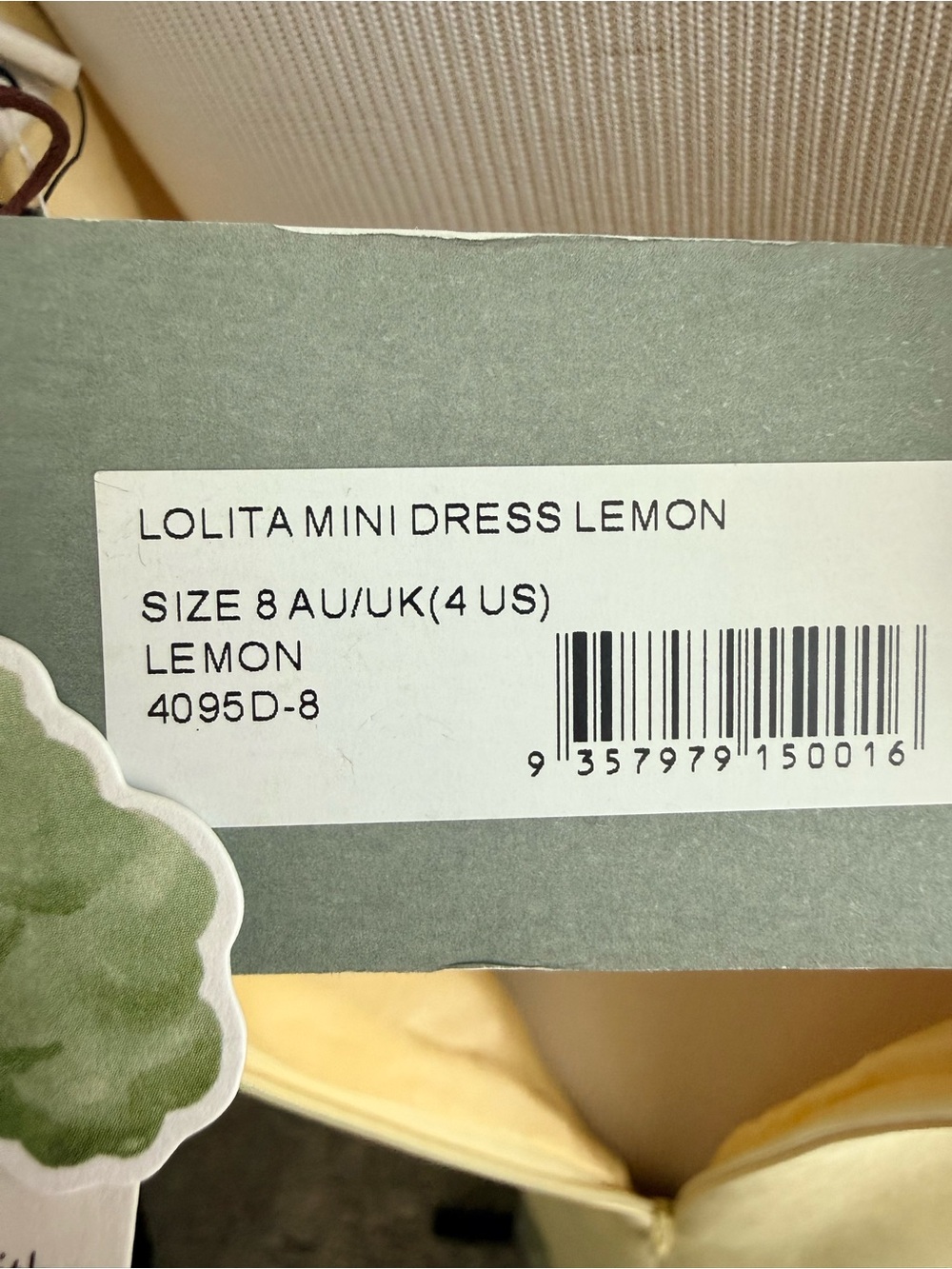 NWT Alemais Lolita Lemon Floral Mini Short Beaded Dress Yellow Women’s 4 FLAWS - Picture 7 of 16